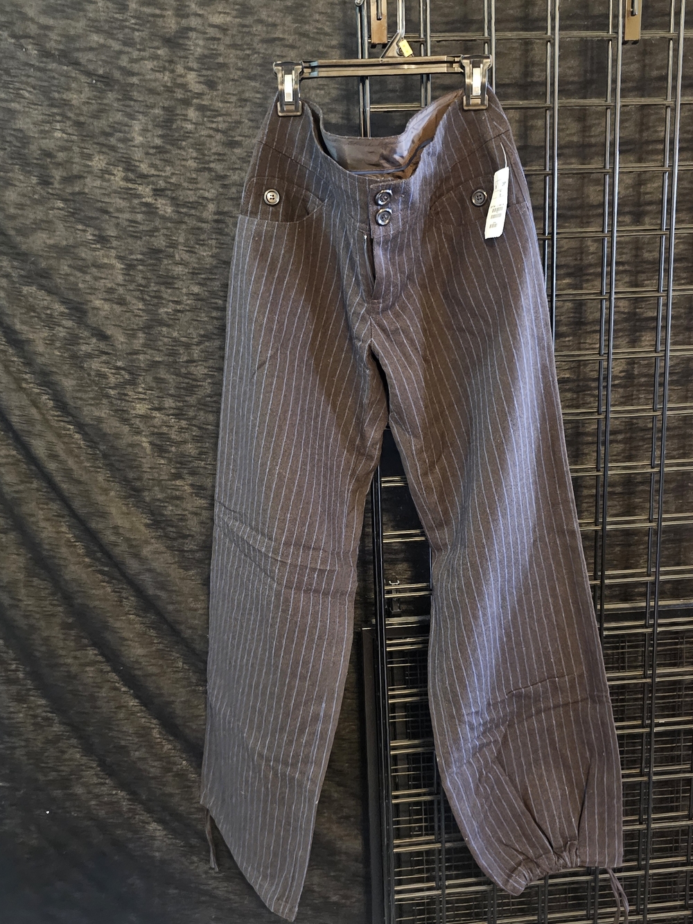 H&M Women's Dark Brown Pinstripe Drawstring Hem Trousers